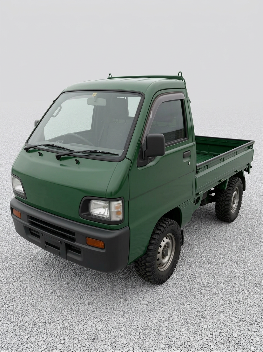 ARCHAEA kei truck — side view showing bed liner and off-road tires